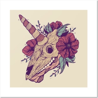 unicorn Skull Posters and Art